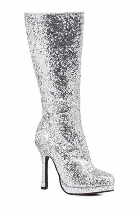 421-ZARA Knee Boot  | Silver Glitter