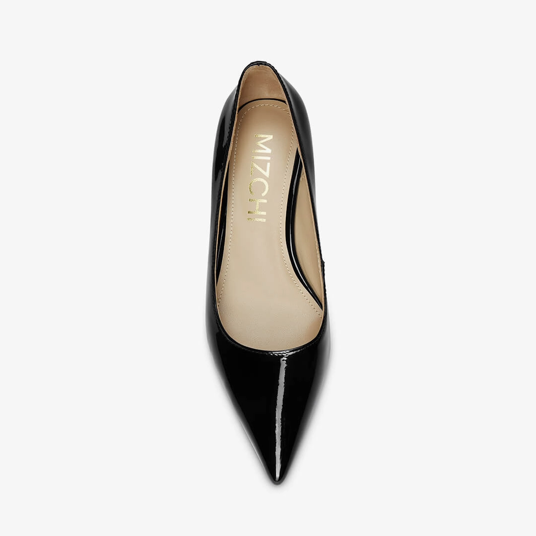 *TIA BLACK PATENT - kitten heels