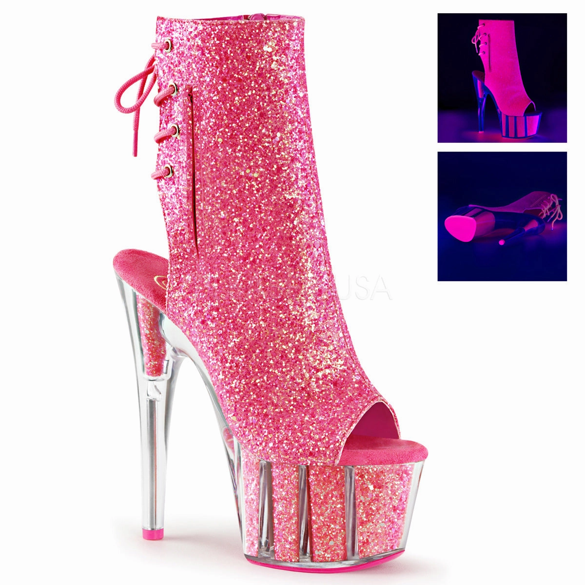 ADORE-1018G  Neon Pink Glitter/Neon Pink Glitter