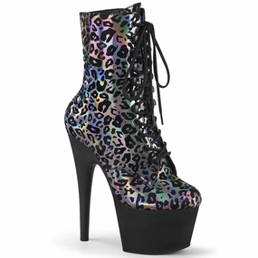 ADORE-1020LP  Pewter Leopard Print Holographic/Black Matte