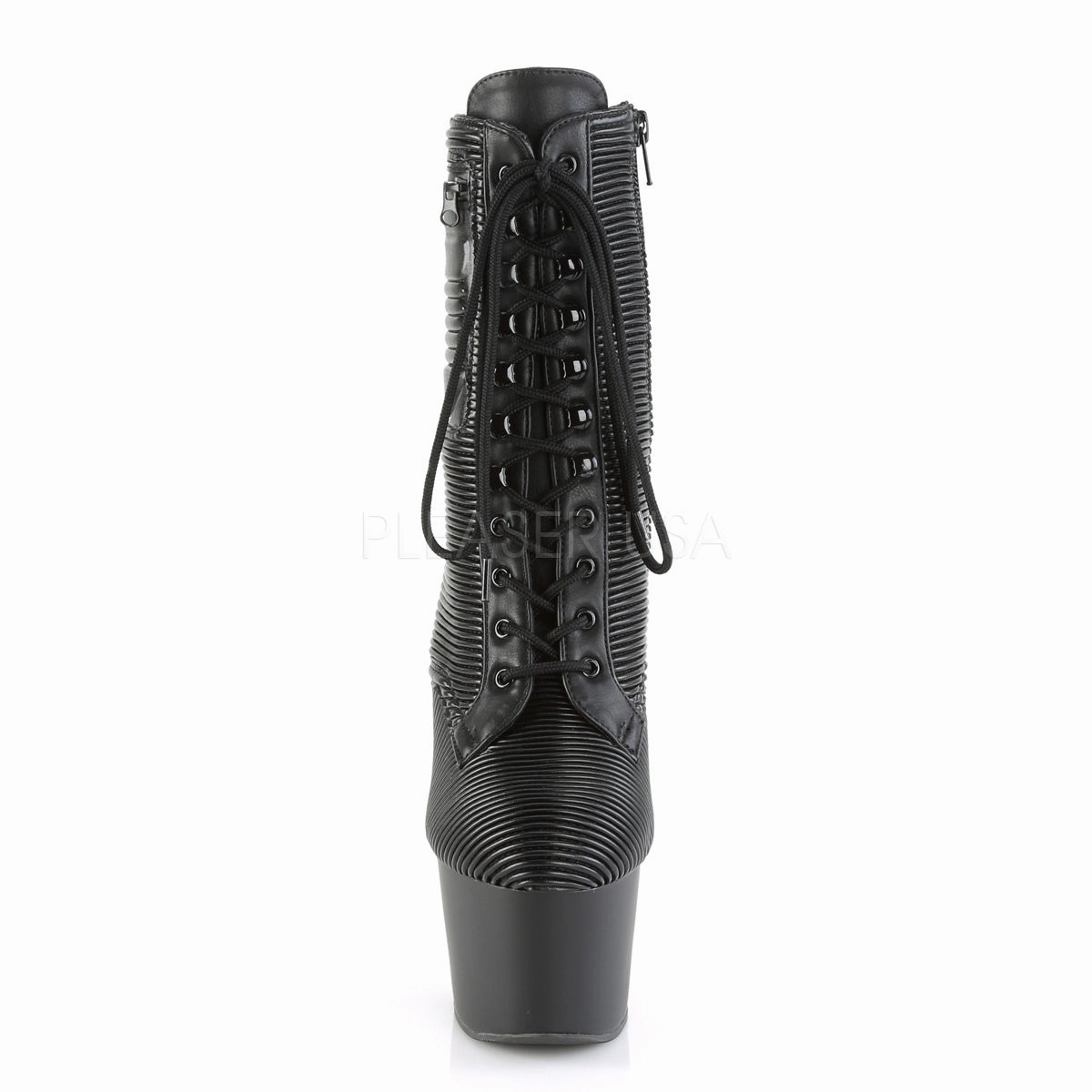 ADORE-1020PK  Black Quilted Faux Leather/Black Matte