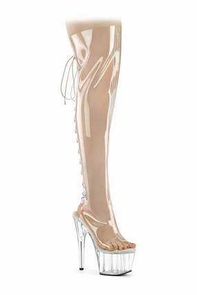 ADORE-3019C Clear Faux Leather Knee Boot