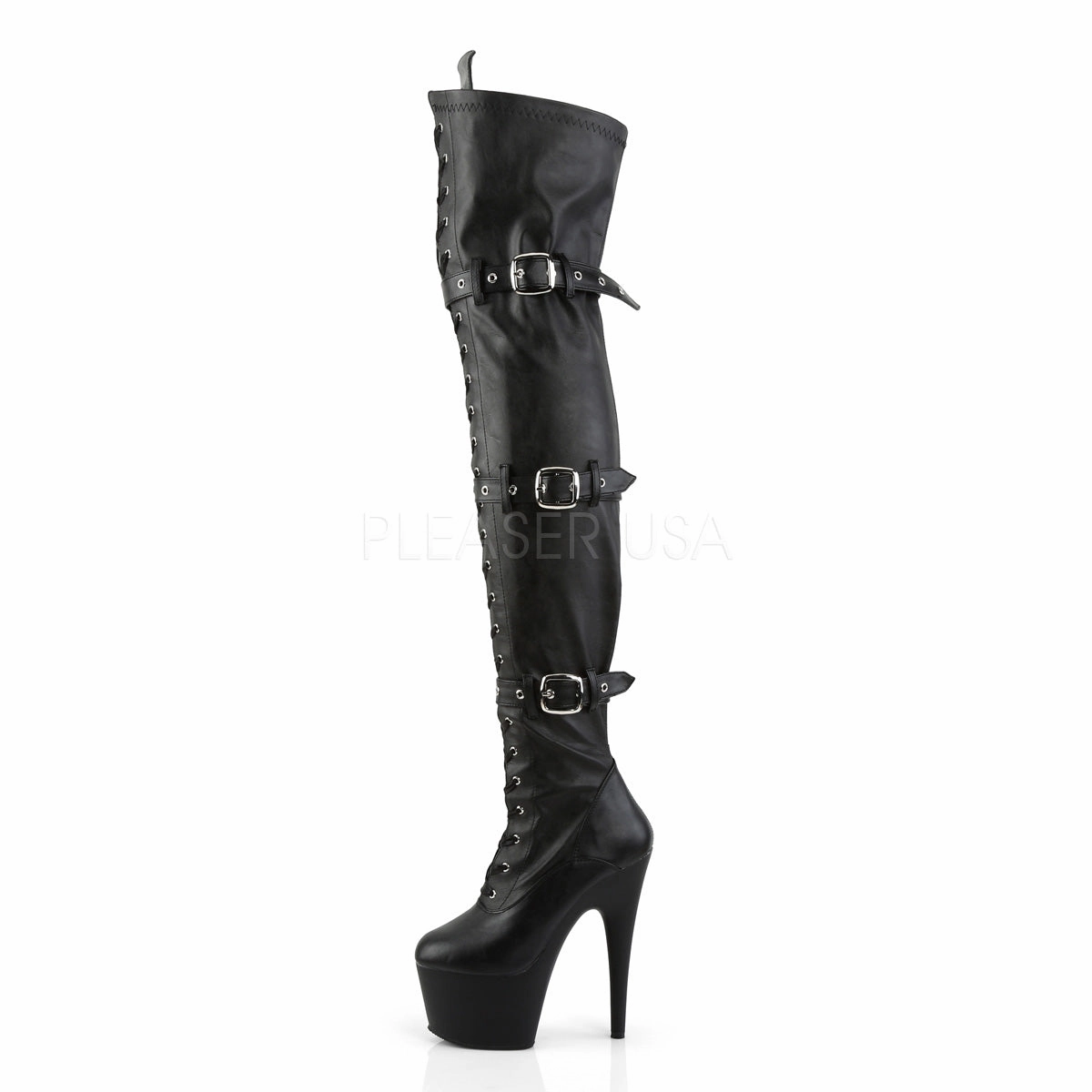 ADORE-3028  Black Str Faux Leather/Black Matte