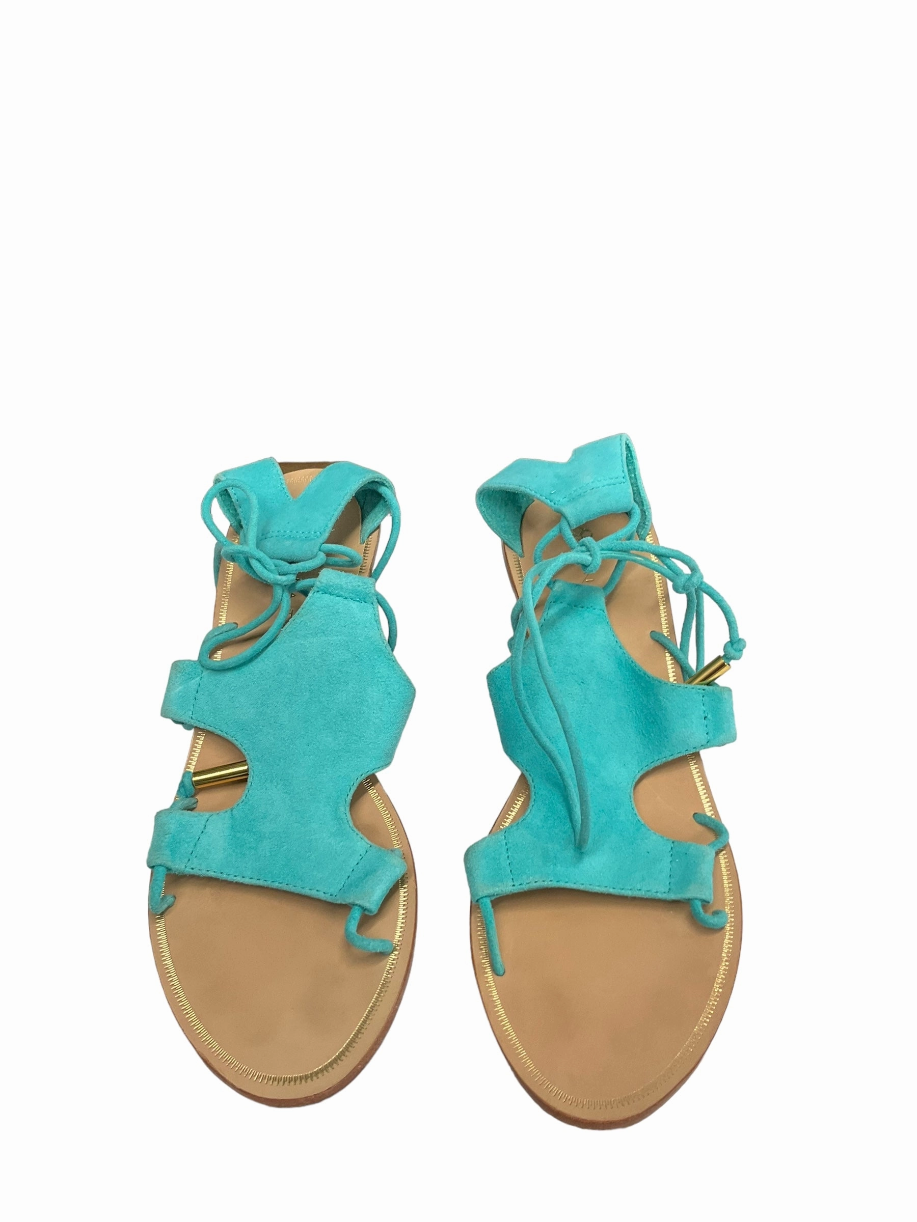 Aqua Sandals Heels Kitten Trina Turk. Size 7.5