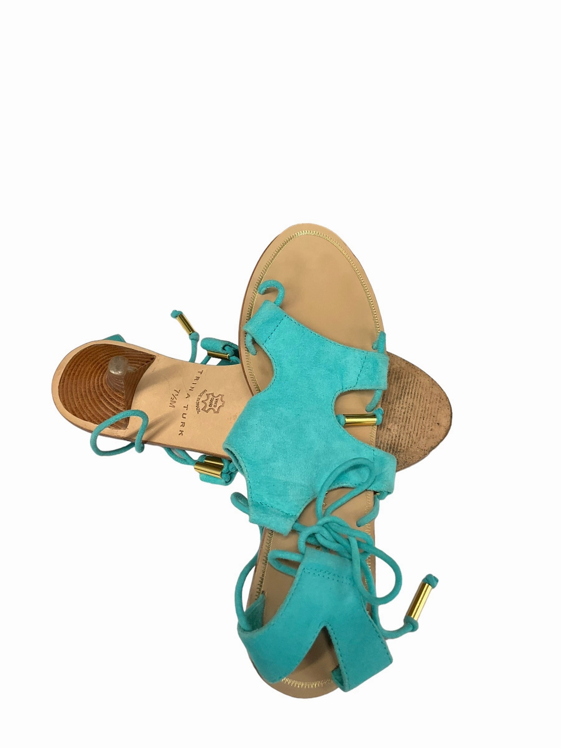 Aqua Sandals Heels Kitten Trina Turk. Size 7.5