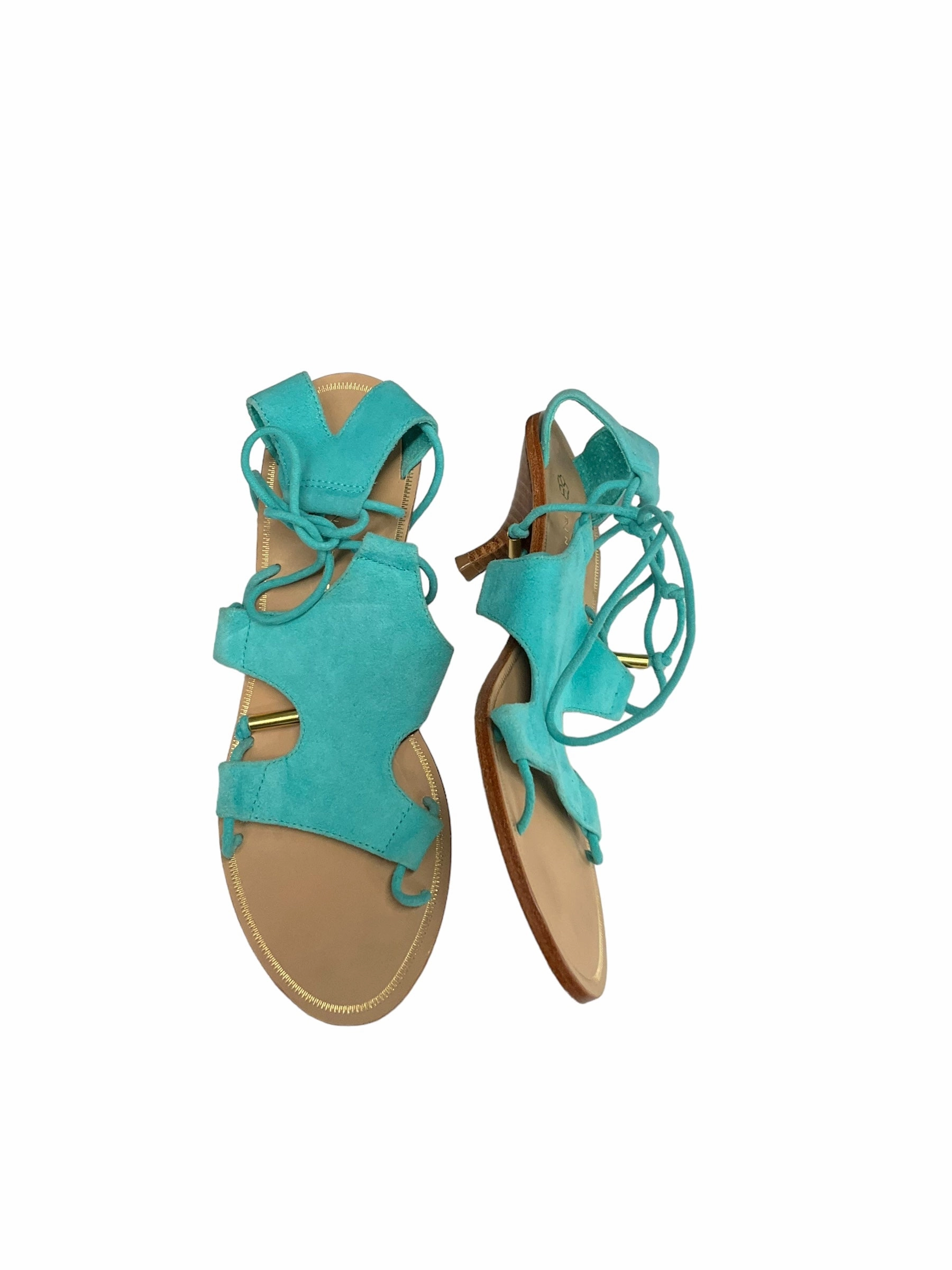Aqua Sandals Heels Kitten Trina Turk. Size 7.5
