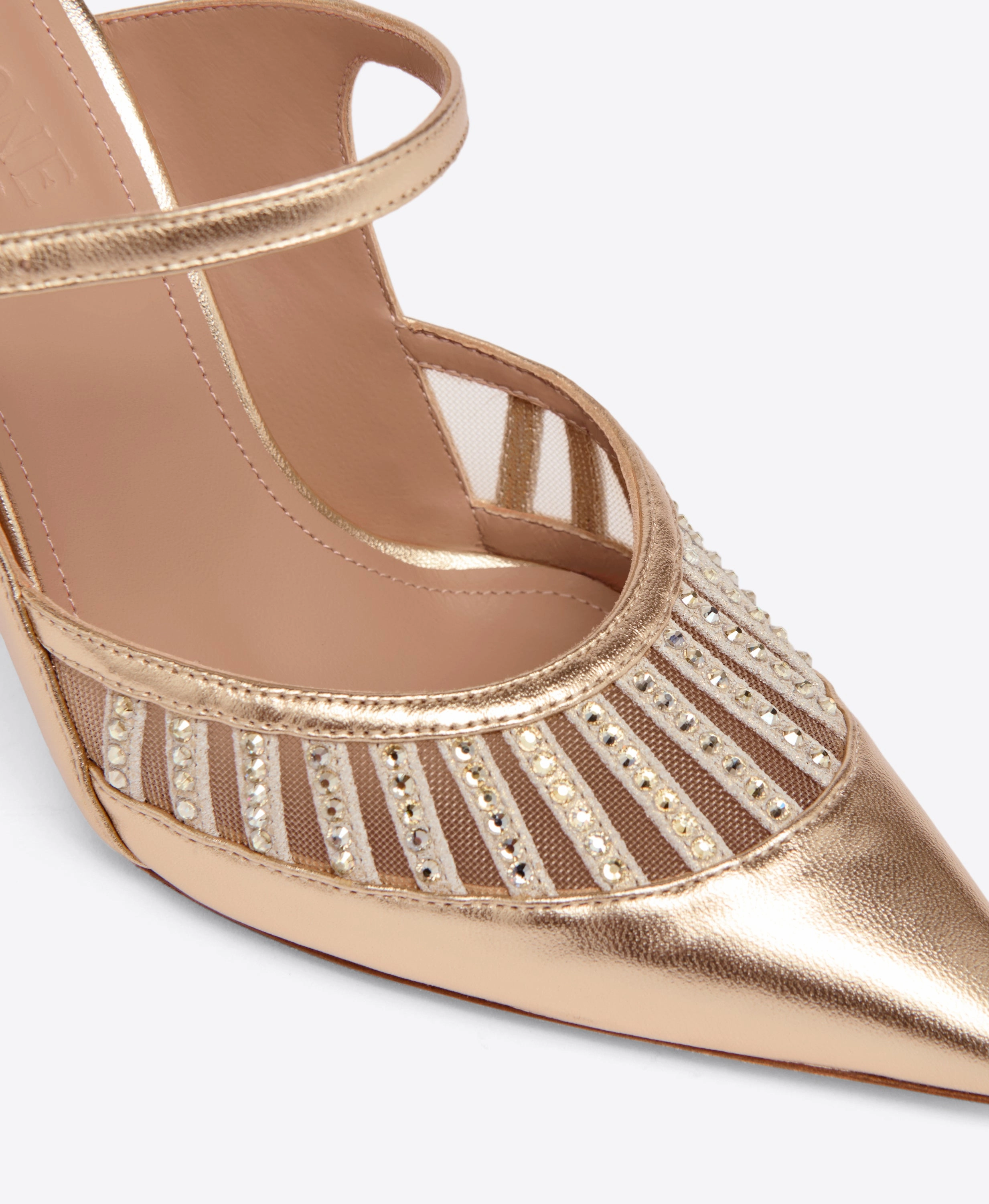 Bardot 90 Gold Leather Heeled Mules