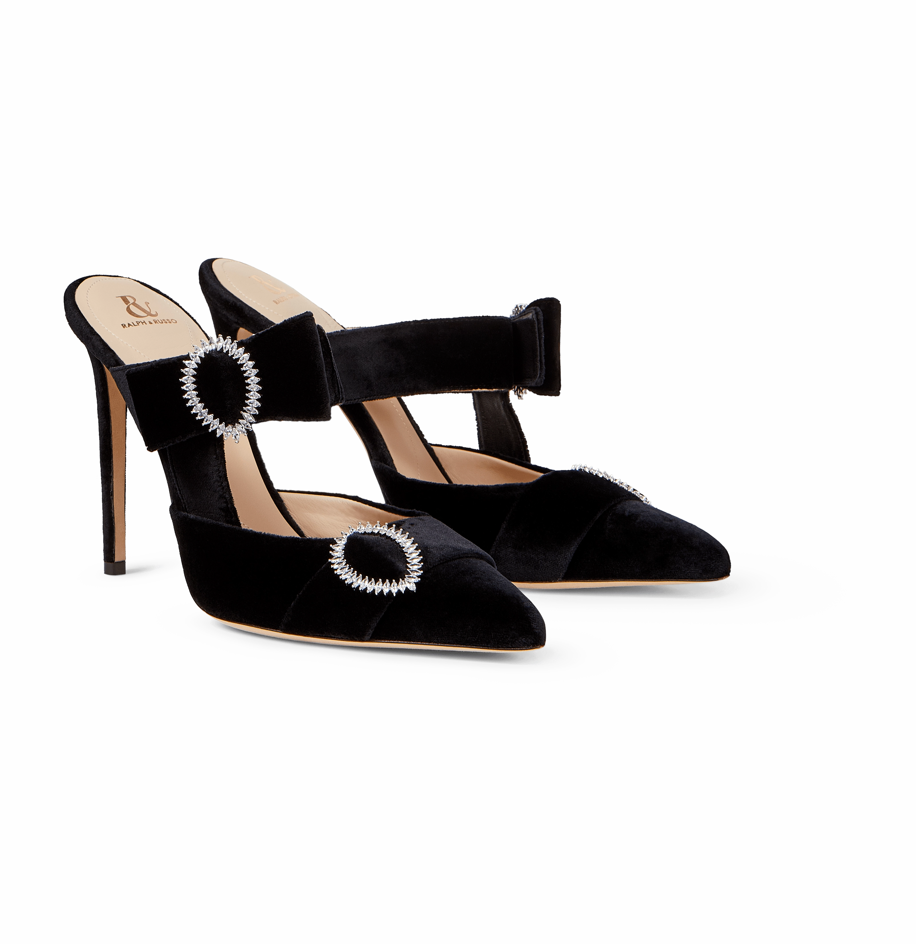 Black Velvet Bow Heel Mules
