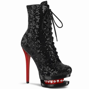 BLONDIE-R-1020  Black Sequins/Black-Red