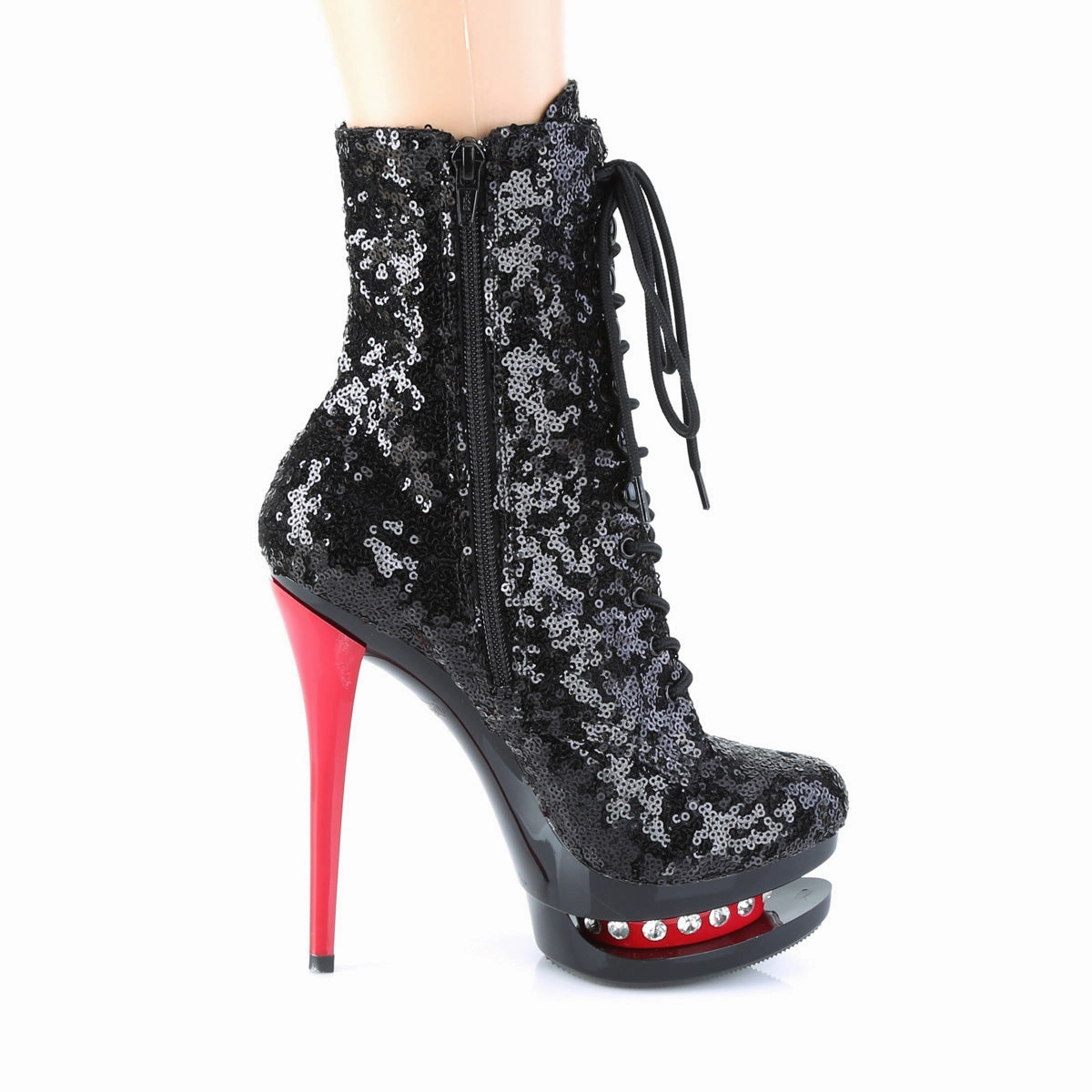 BLONDIE-R-1020  Black Sequins/Black-Red
