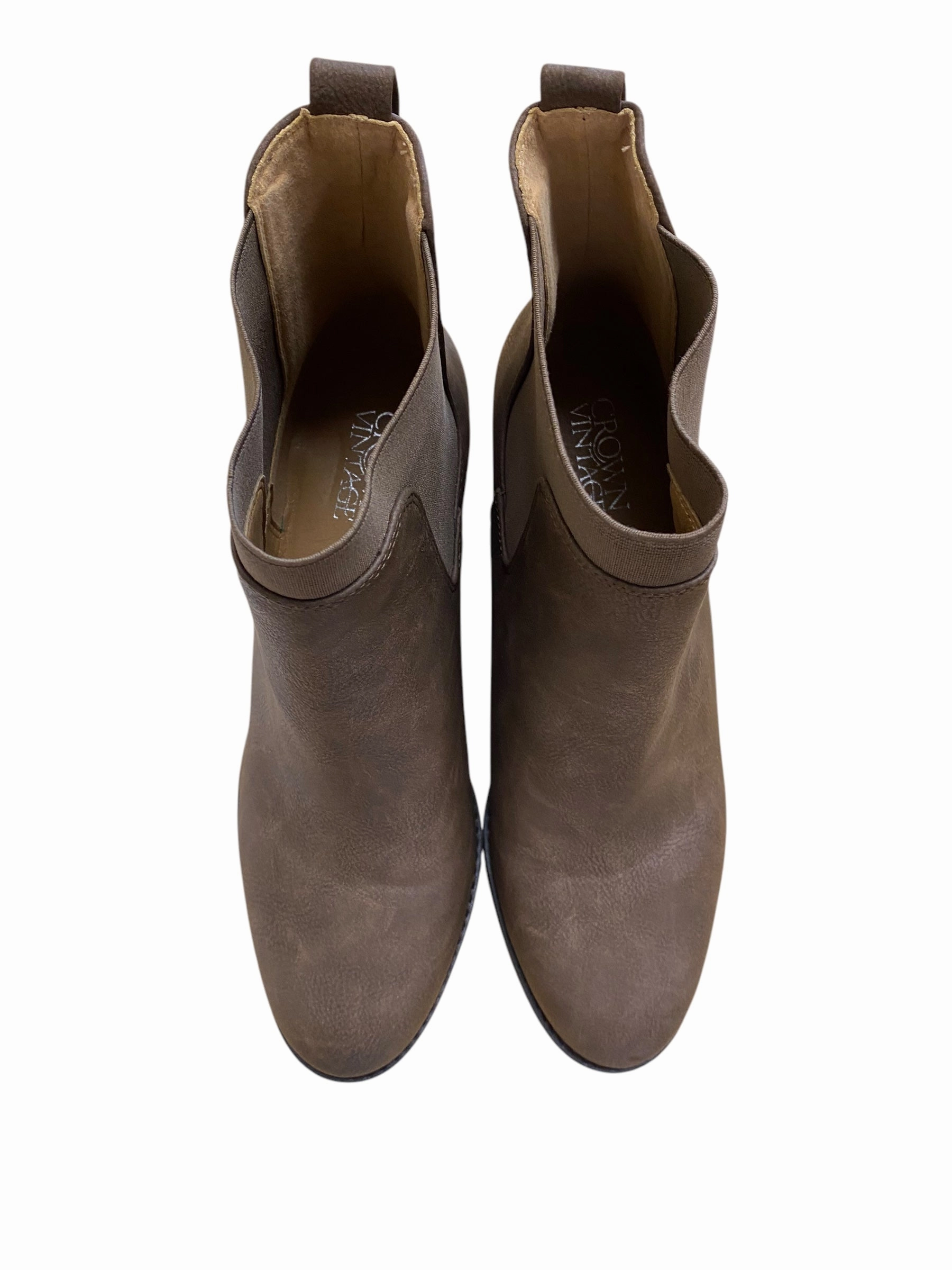 Boots Ankle Heels By Crown Vintage In Brown, Size: 10