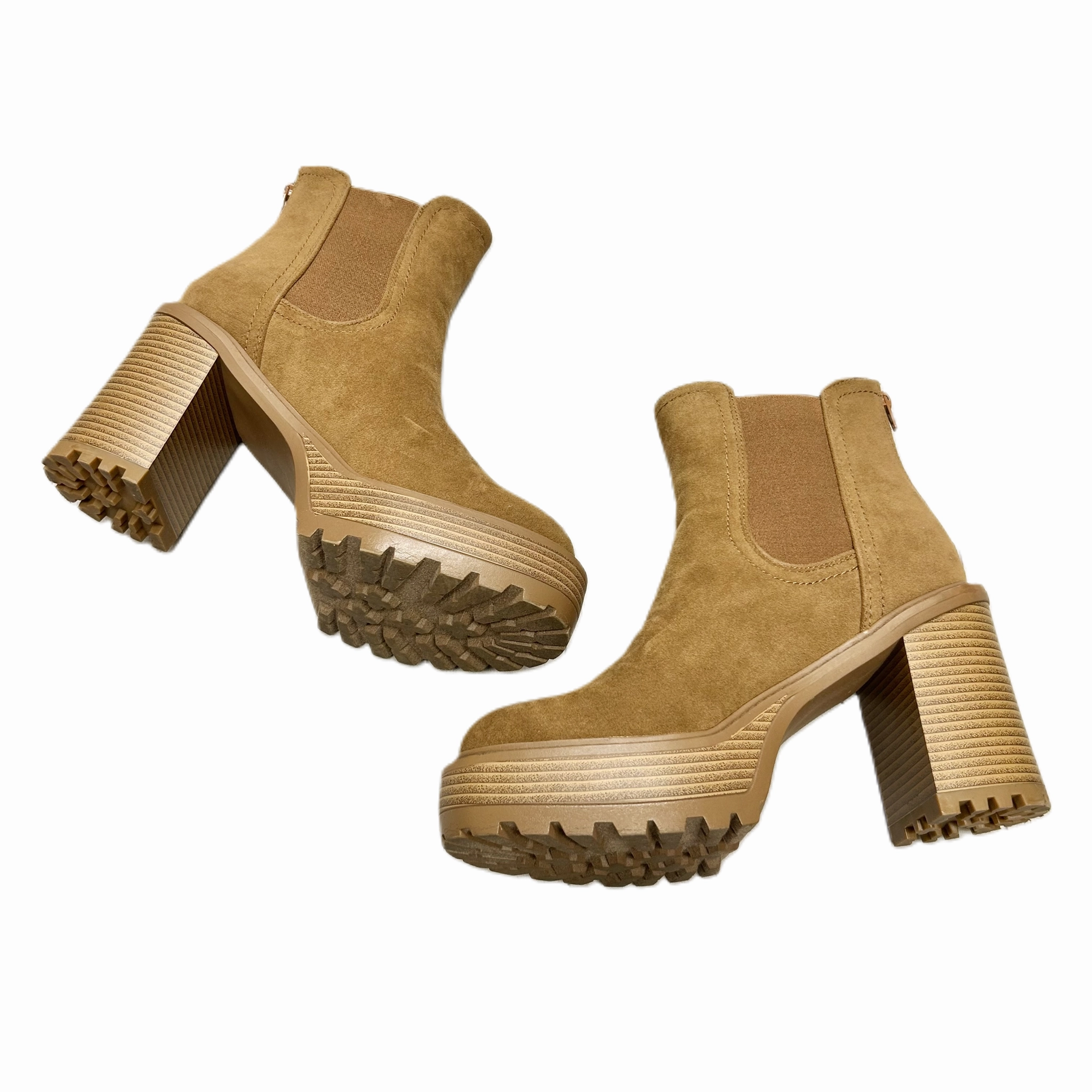 Boots Ankle Heels By Just Fab In Brown, Size: 9