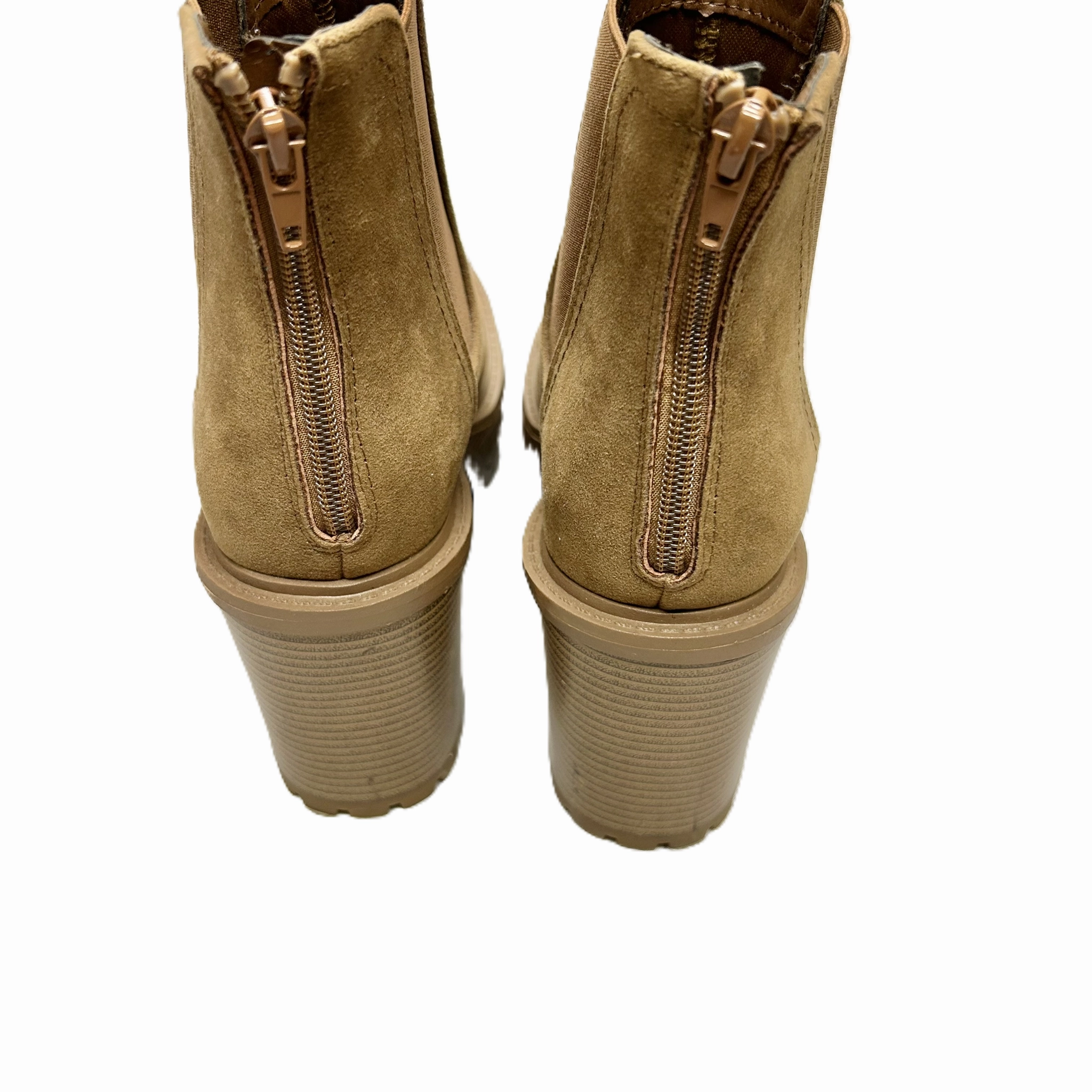 Boots Ankle Heels By Just Fab In Brown, Size: 9