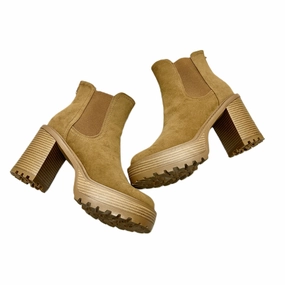 Boots Ankle Heels By Just Fab In Brown, Size: 9