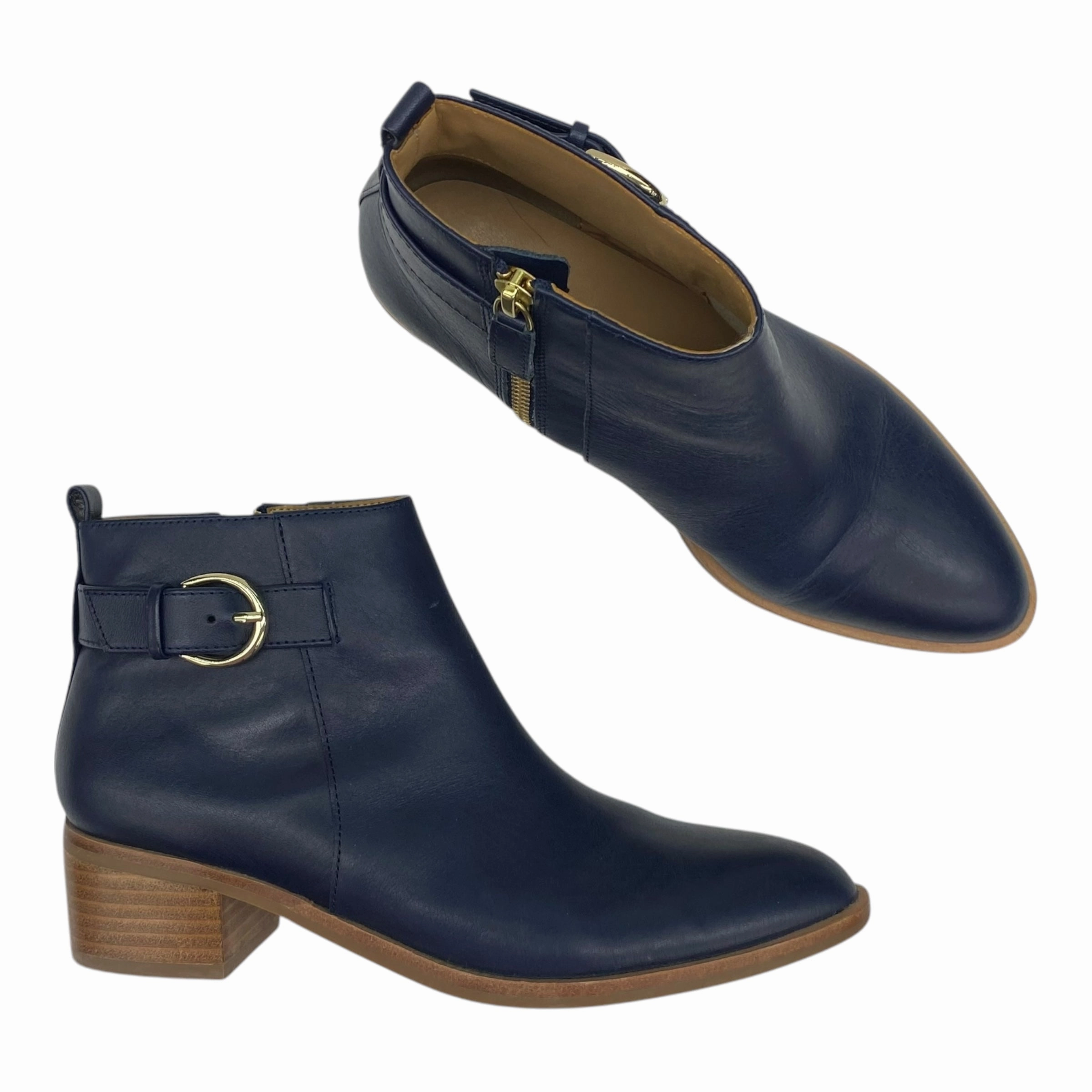 Boots Ankle Heels By Talbots In Blue, Size:6.5