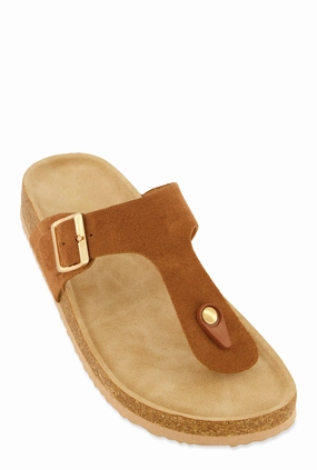 Buckle Detail Thong Footbed Sandals