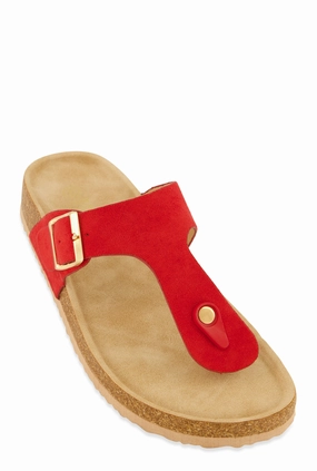 Buckle Detail Thong Footbed Sandals