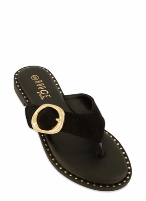 Buckle Detail Thong Slide Sandals