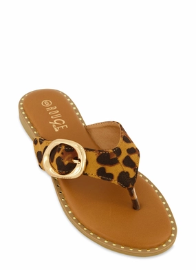 Buckle Detail Thong Slide Sandals