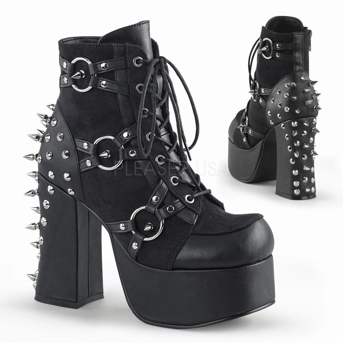 CHARADE-100  Black Vegan Leather-Suede