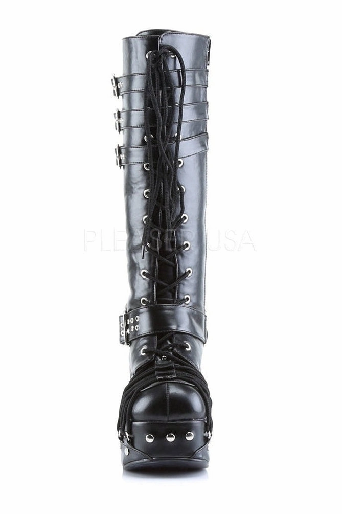 CHARADE-206 Knee Boot | Black Faux Leather