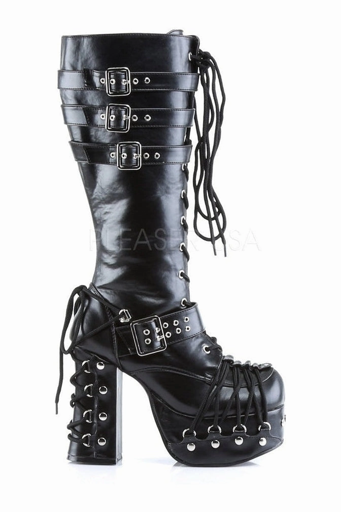 CHARADE-206 Knee Boot | Black Faux Leather