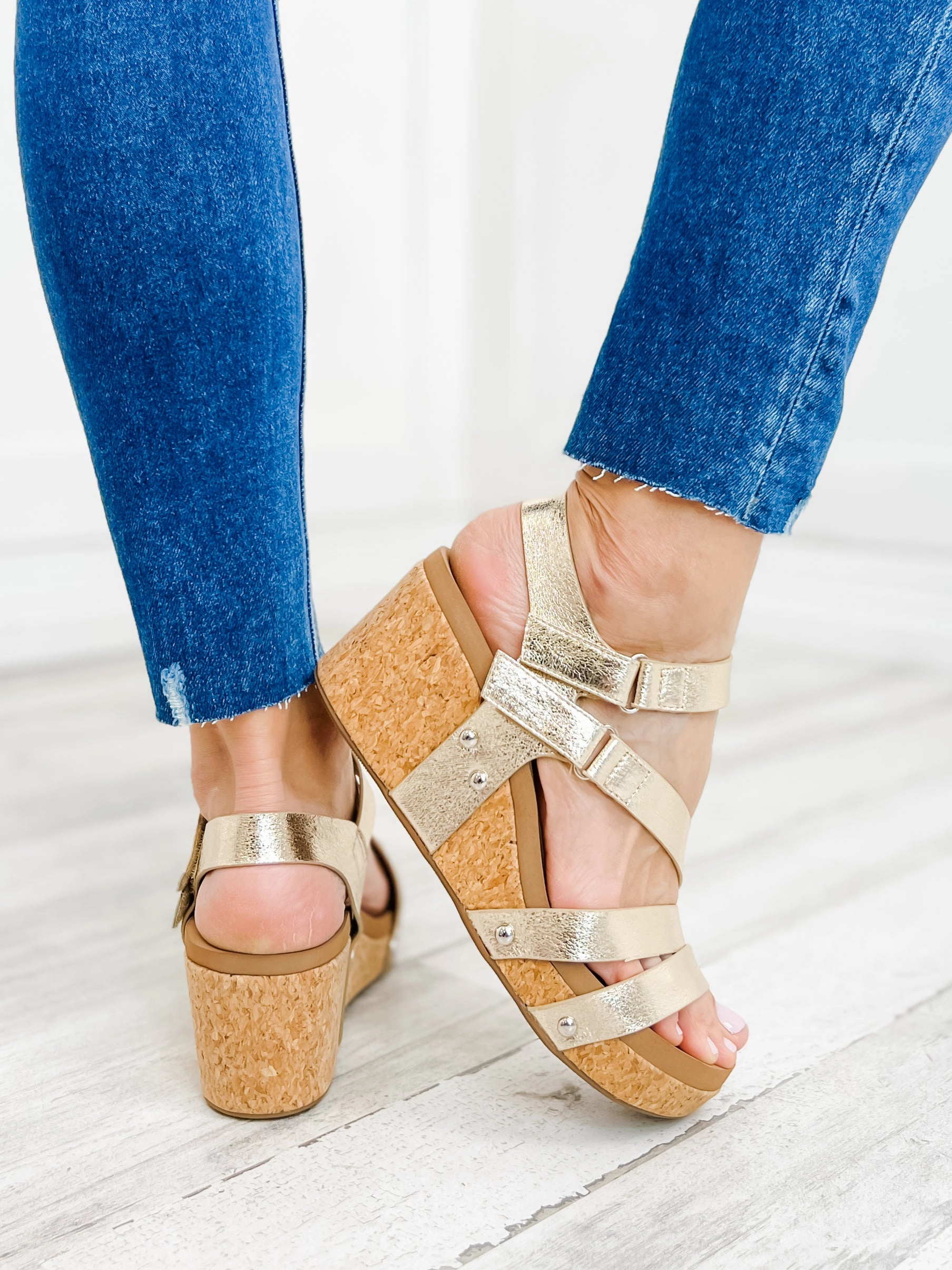 Corky's Giggle Wedge Sandal in Gold