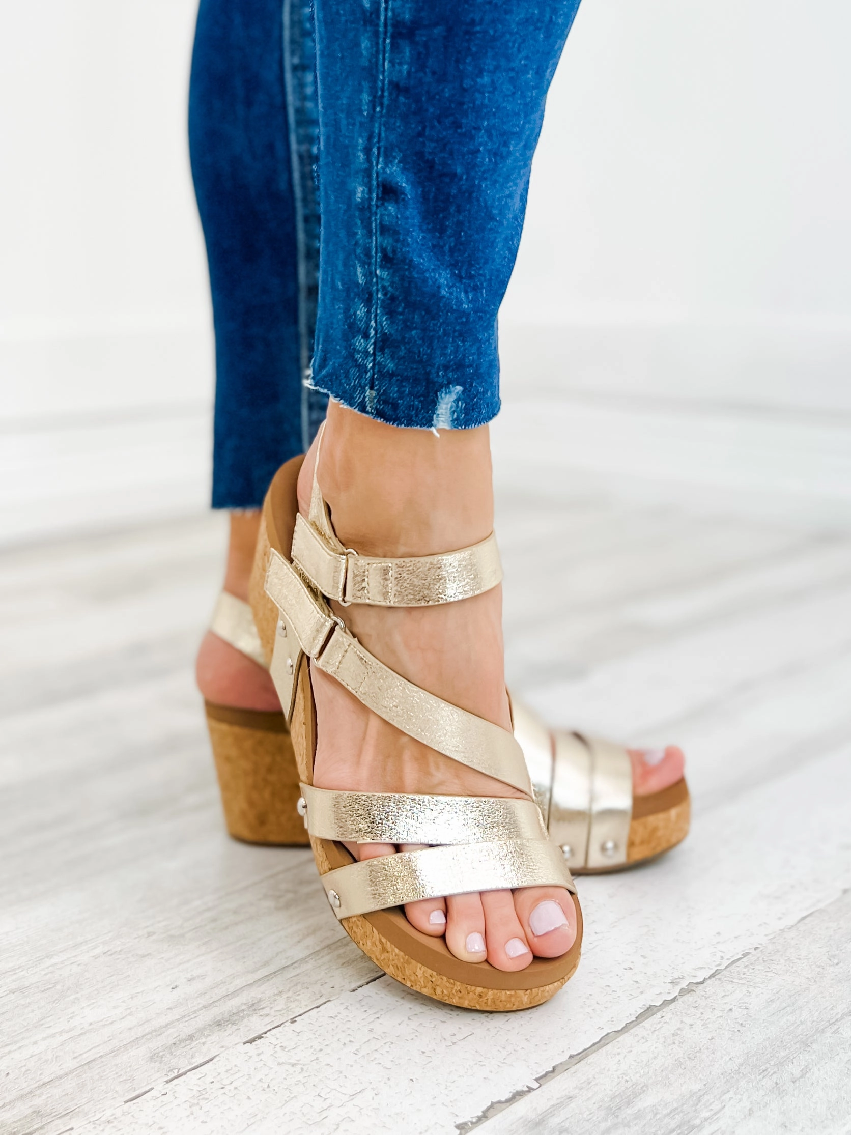 Corky's Giggle Wedge Sandal in Gold