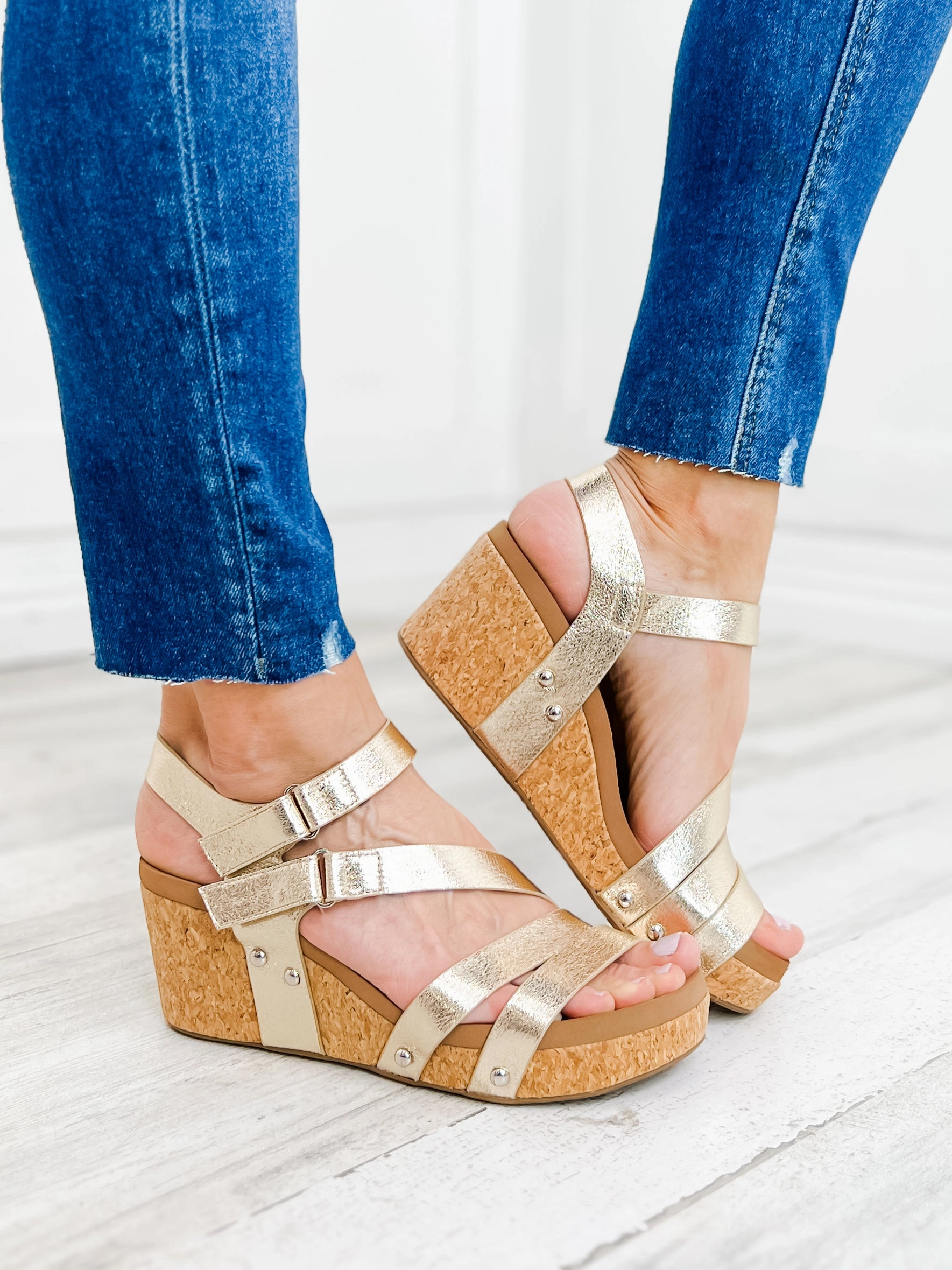 Corky's Giggle Wedge Sandal in Gold