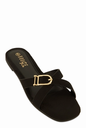 Criss Cross Buckle Slide Sandals