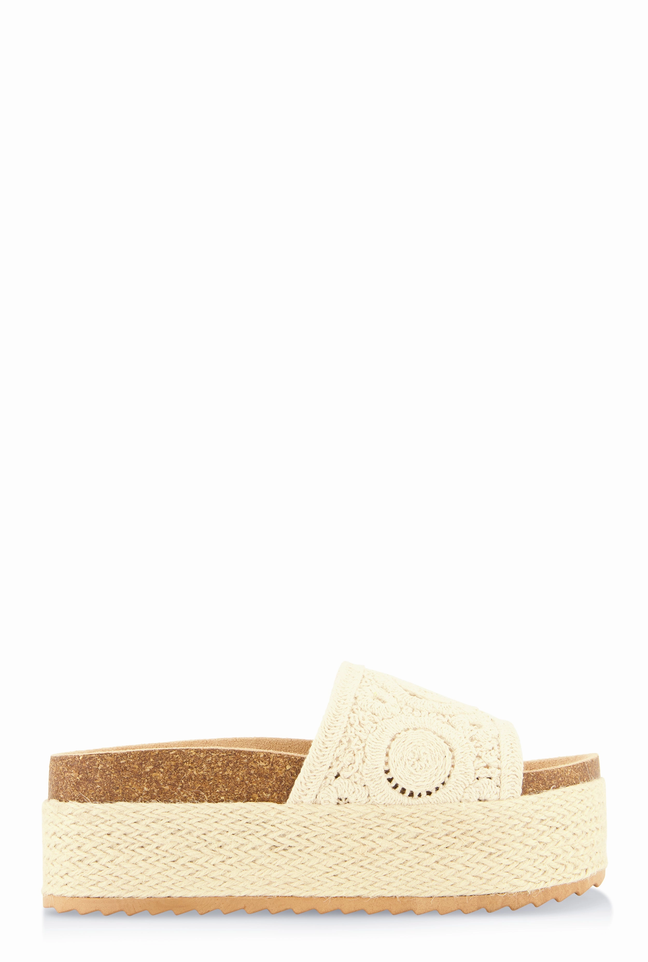 Crochet Band Platform Slide Sandals