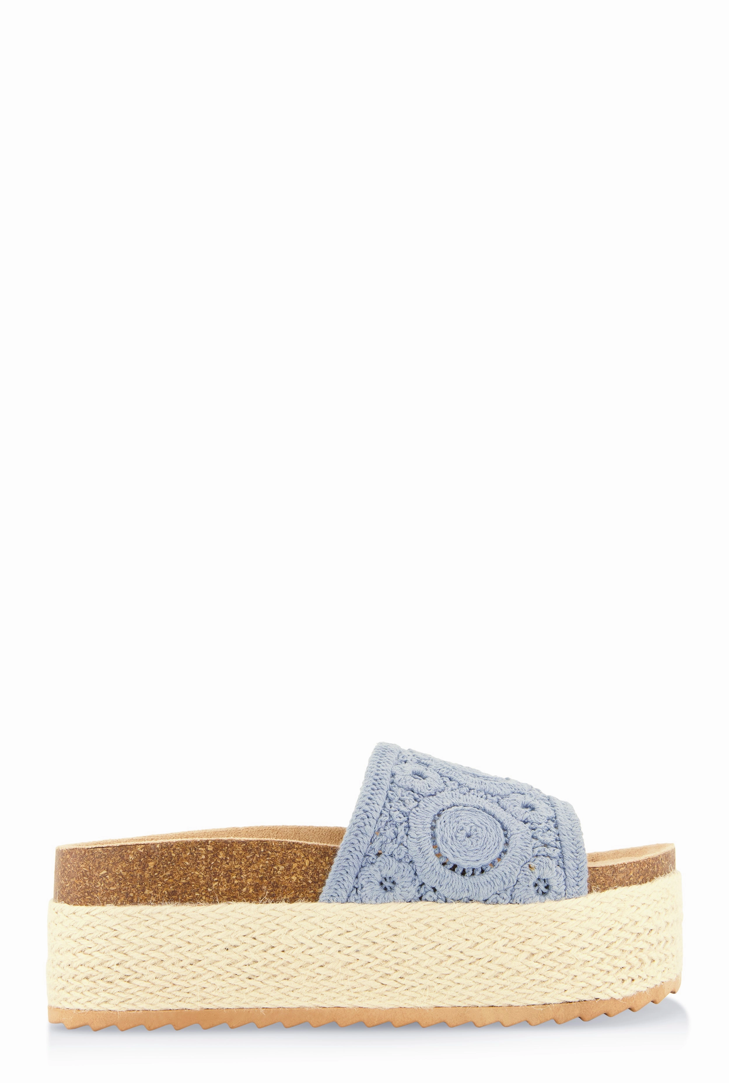 Crochet Band Platform Slide Sandals