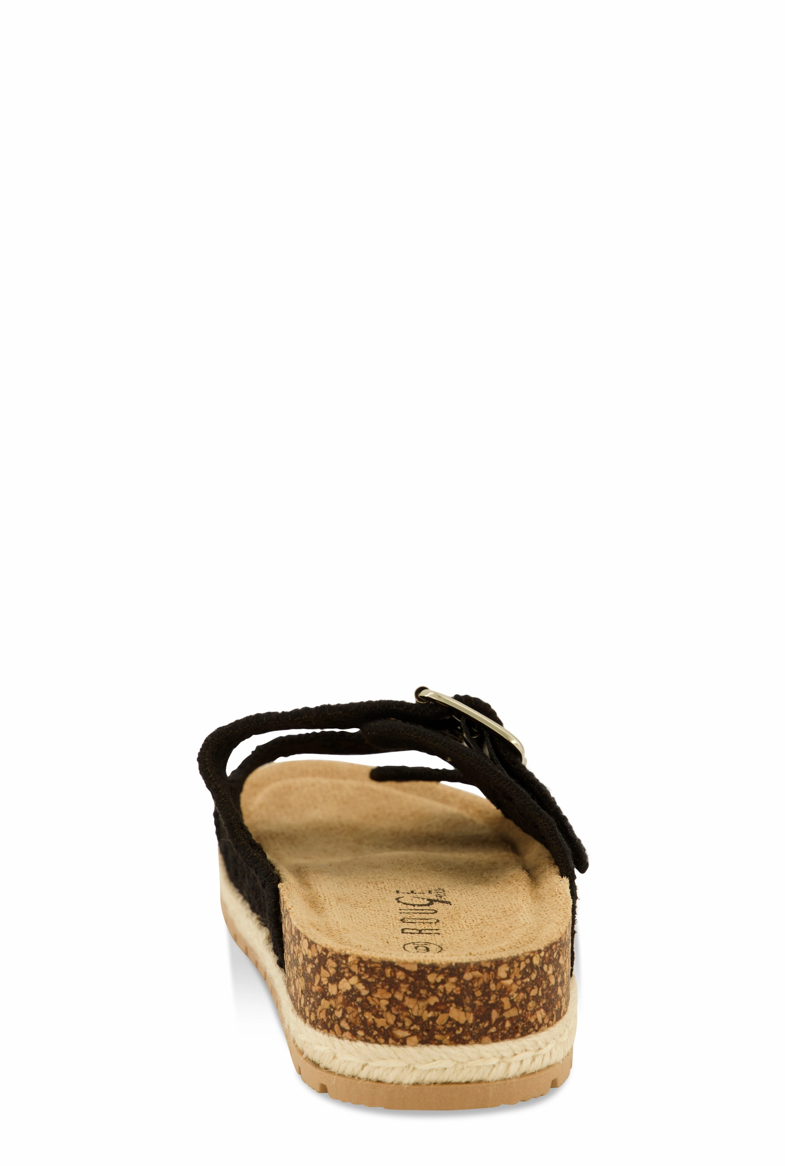 Crochet Double Buckle Espadrille Footbed Sandals