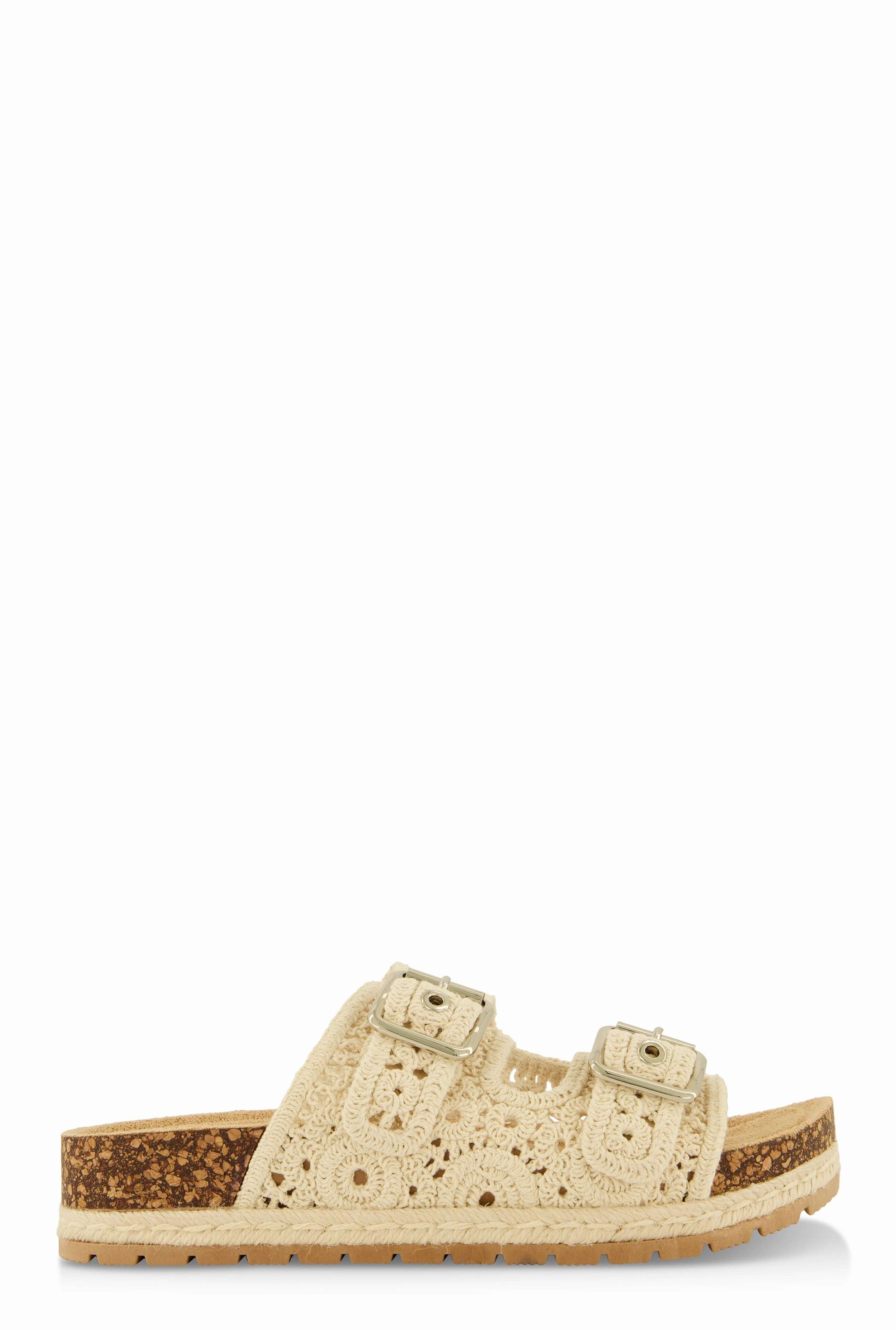 Crochet Double Buckle Espadrille Footbed Sandals