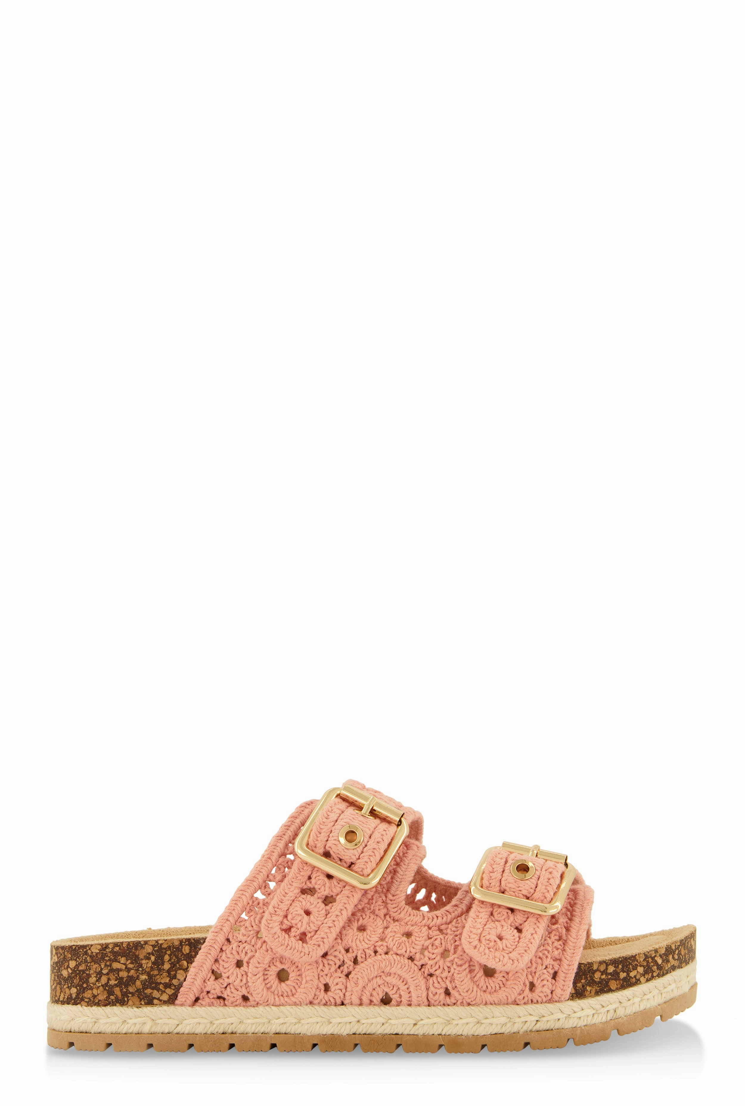 Crochet Double Buckle Espadrille Footbed Sandals