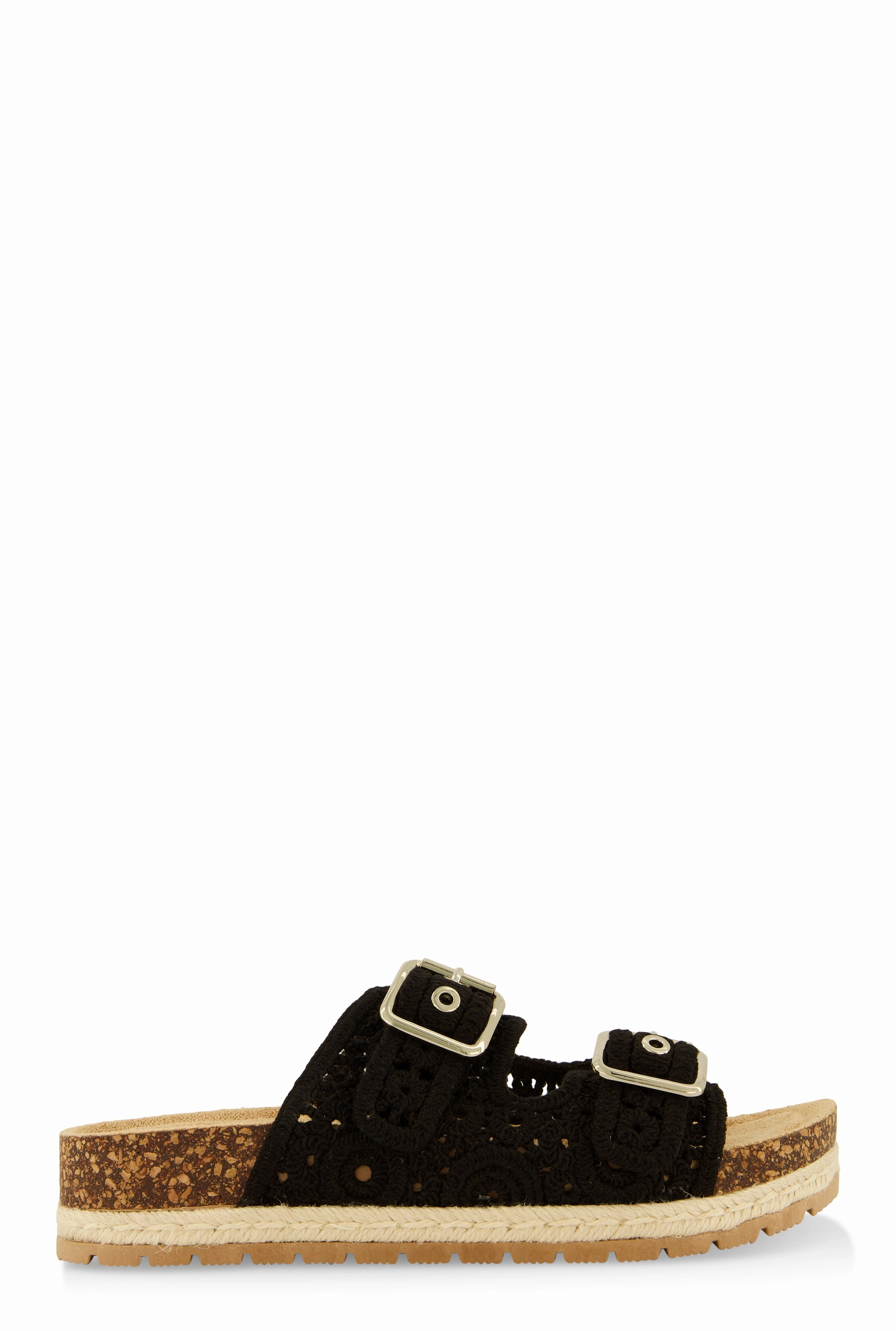 Crochet Double Buckle Espadrille Footbed Sandals