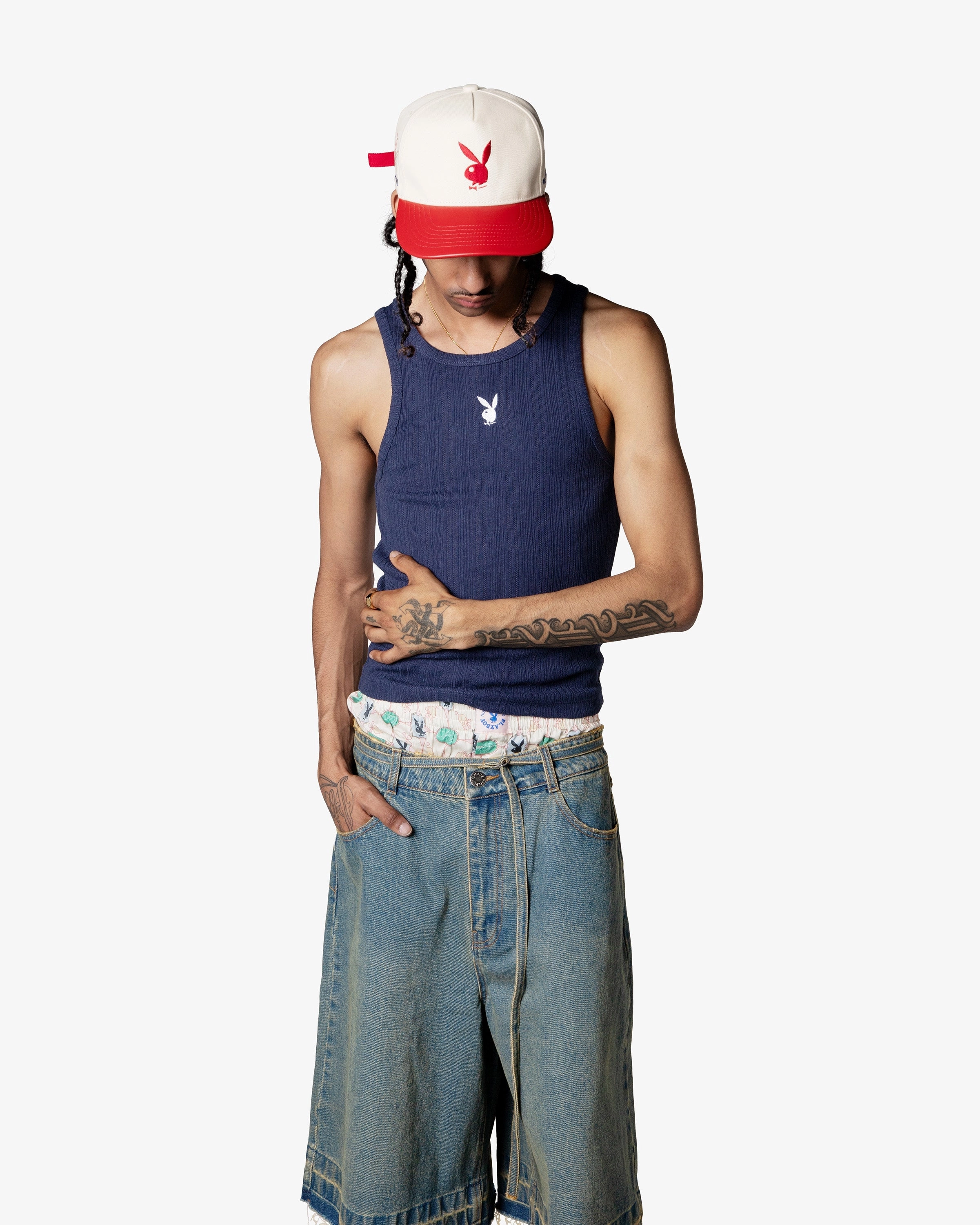 Cut&Sew Playboy Tank Top Navy