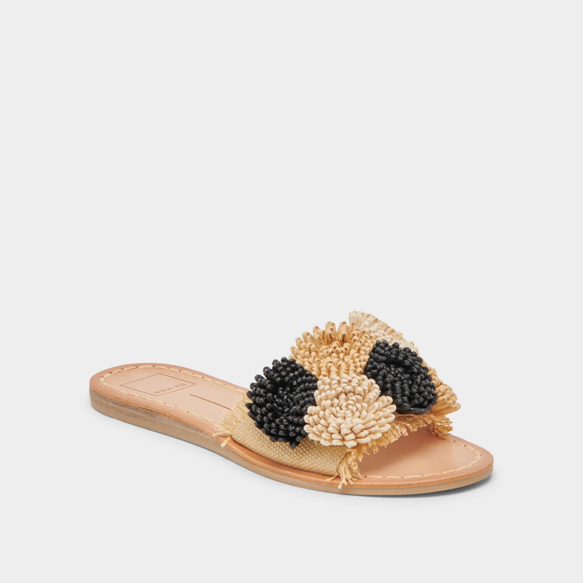 DANELA SANDALS BLACK NATURAL RAFFIA