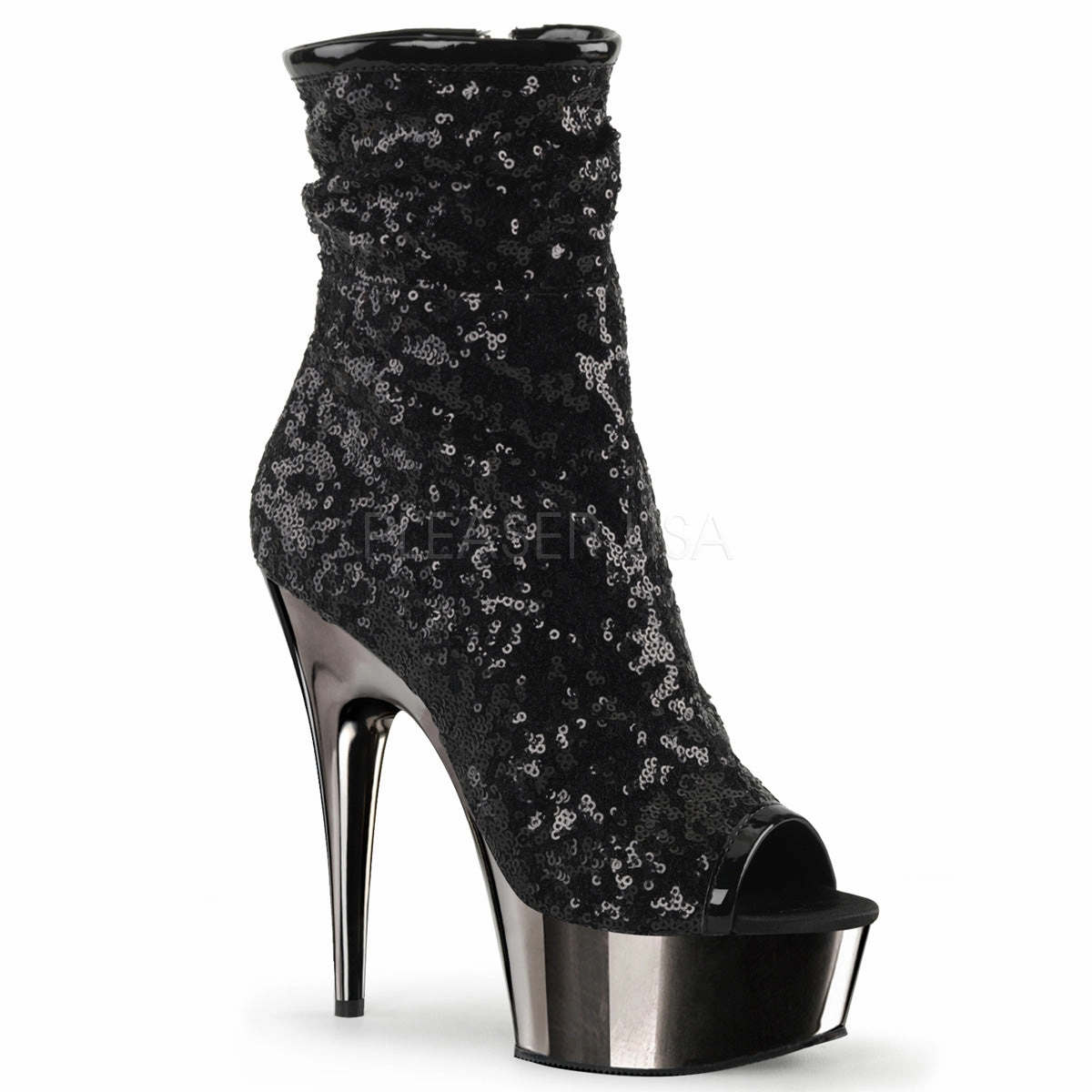 DELIGHT-1008SQ  Black Sequins/Dark Pewter Chrome