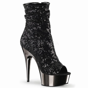 DELIGHT-1008SQ  Black Sequins/Dark Pewter Chrome