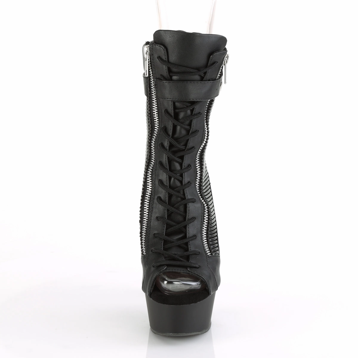 DELIGHT-1016-1  Black Faux Leather/Black Matte