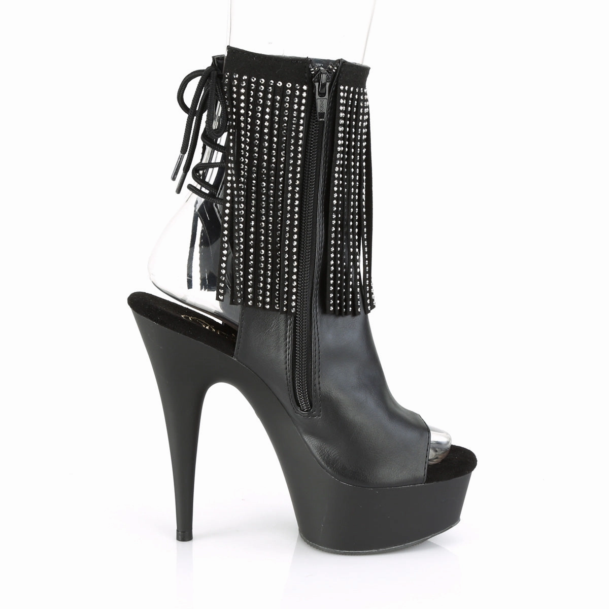 DELIGHT-1018RSF  Black Faux Leather/Black Matte