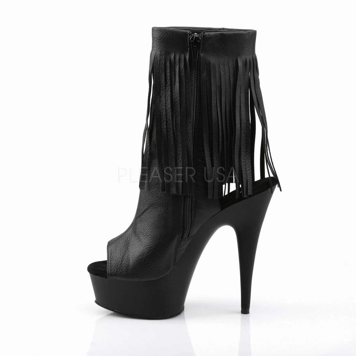 DELIGHT-1019  Black Faux Leather/Black Matte