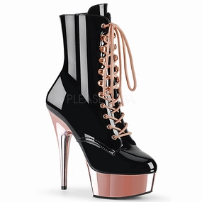 DELIGHT-1020  Black Patent/Rose Gold Chrome