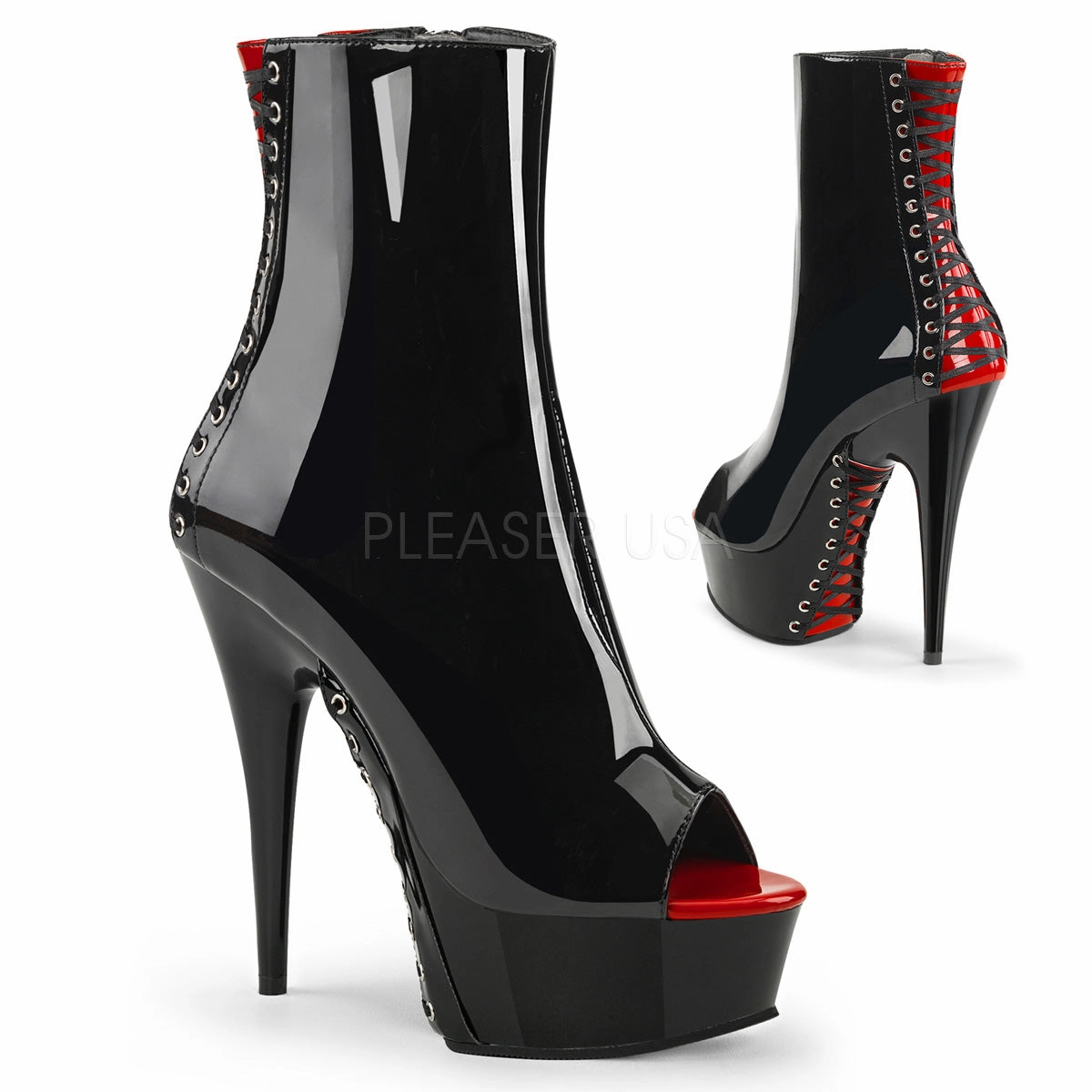 DELIGHT-1025  Black-Red Patent/Black