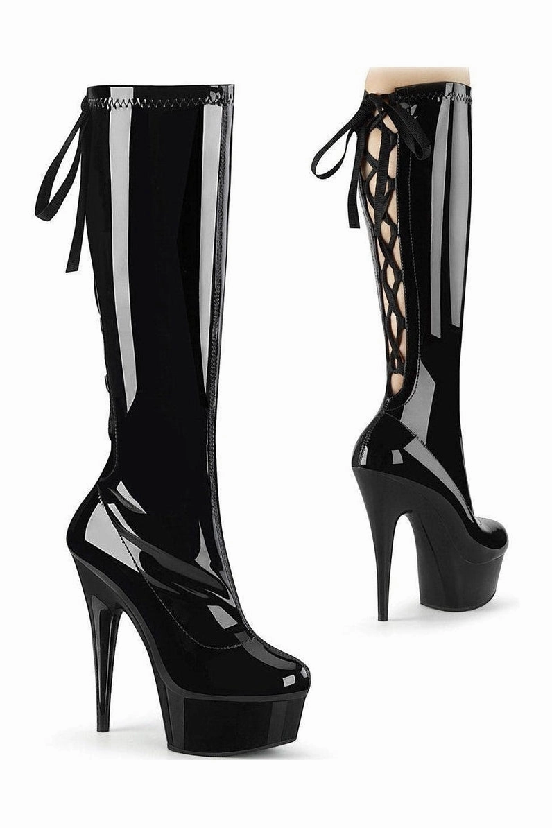 DELIGHT-2029 Exotic Platform Boot | Black Patent