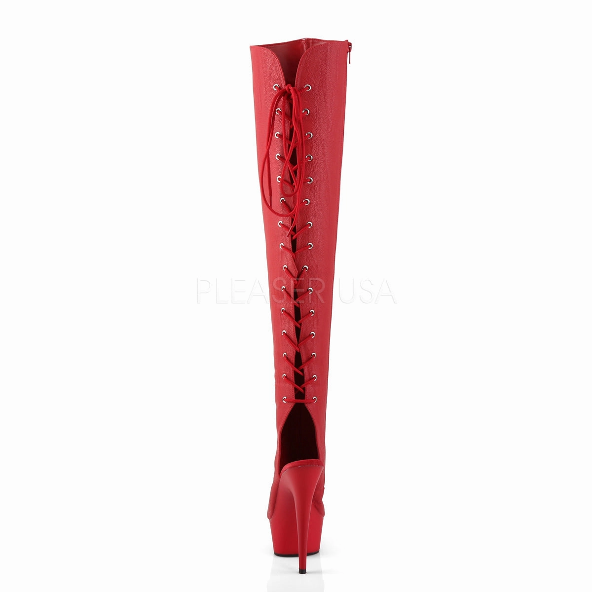 DELIGHT-3019  Red Faux Leather/Red Matte