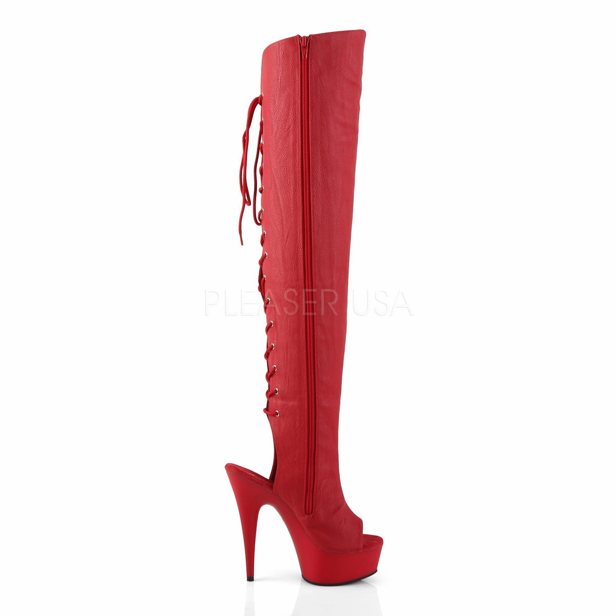 DELIGHT-3019  Red Faux Leather/Red Matte