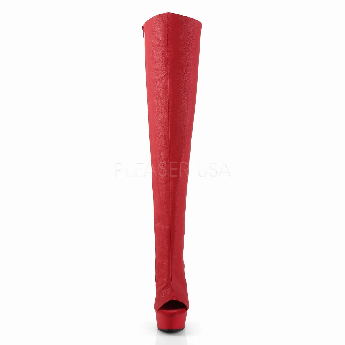 DELIGHT-3019  Red Faux Leather/Red Matte