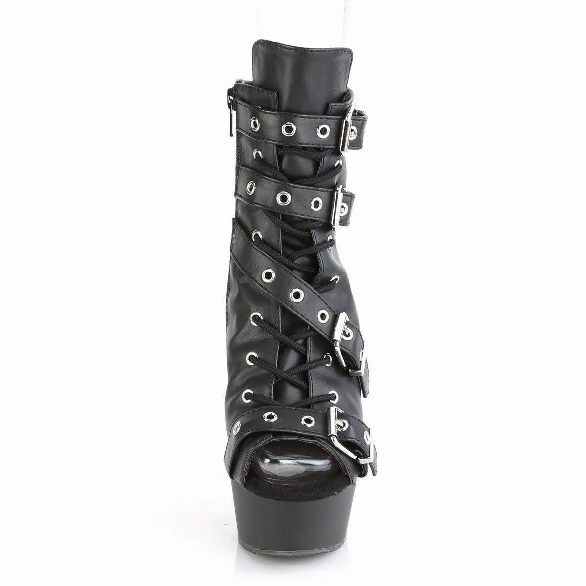 DELIGHT-600-19  Black Faux Leather/Black Matte